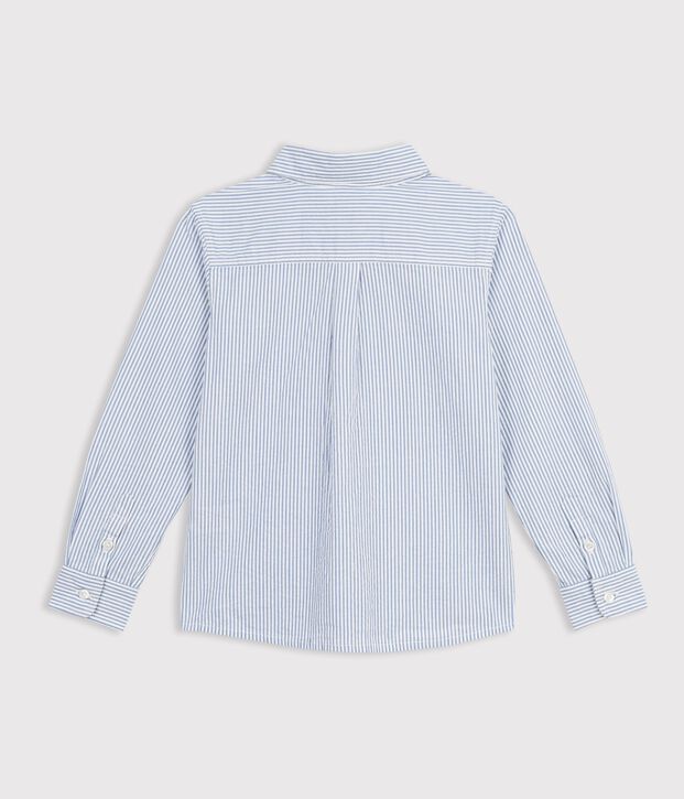 Camisa infantil de algod&oacute;n a rayas azul/azul