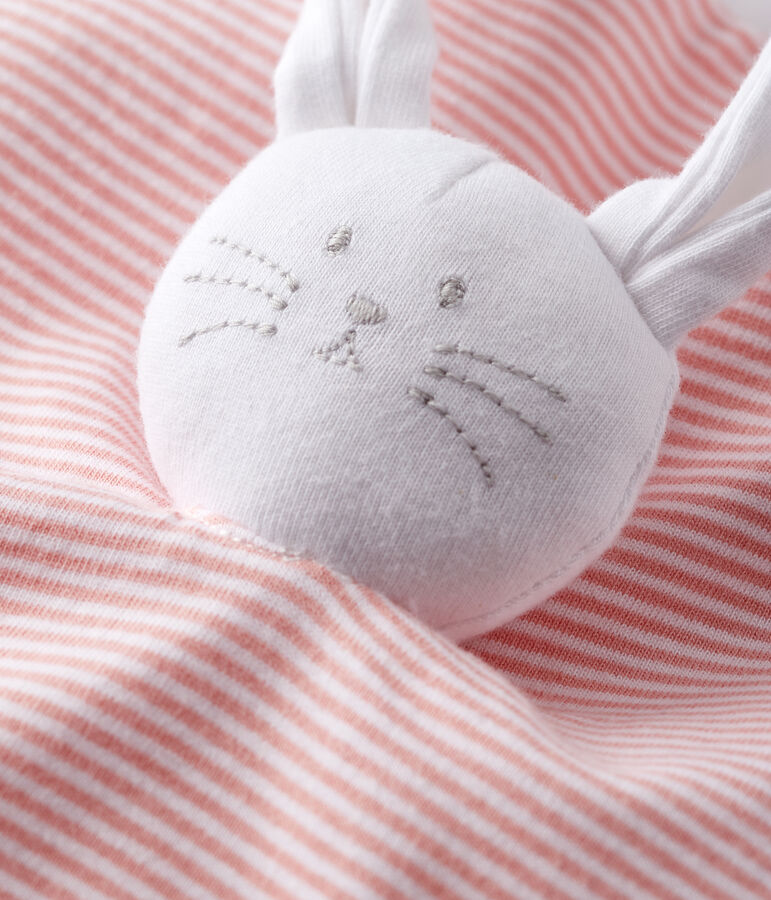 Peluche de punto, el emblem&aacute;tico tejido de Petit Bateau. rosa/blanco