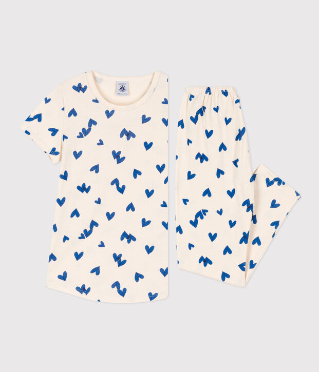 Pijama de manga corta de algod&oacute;n para ni&ntilde;a crudo/multicolor