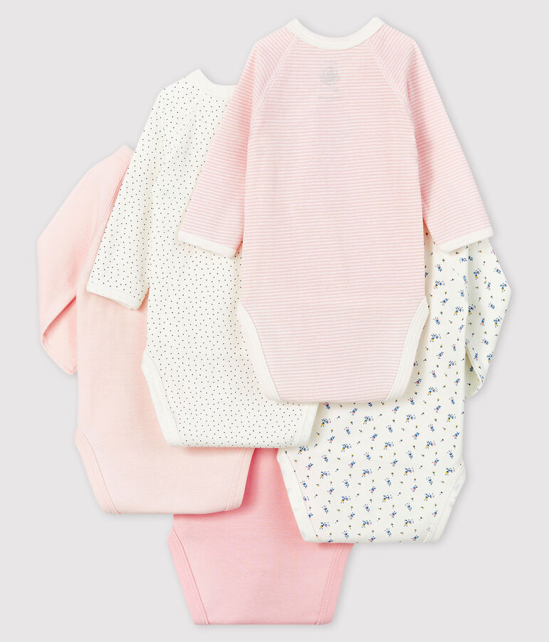 Juego de 5 bodis cruzados de manga larga de beb&eacute; de algod&oacute;n org&aacute;nico multicolor