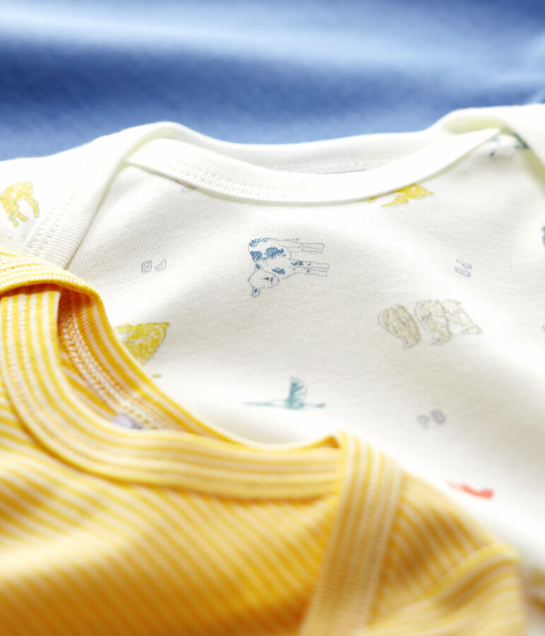 Juego de 3 bodis de manga larga de beb&eacute; de algod&oacute;n org&aacute;nico multicolor