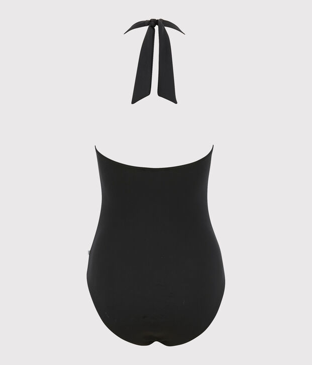 Traje de ba&ntilde;o de 1 pieza liso de mujer negro
