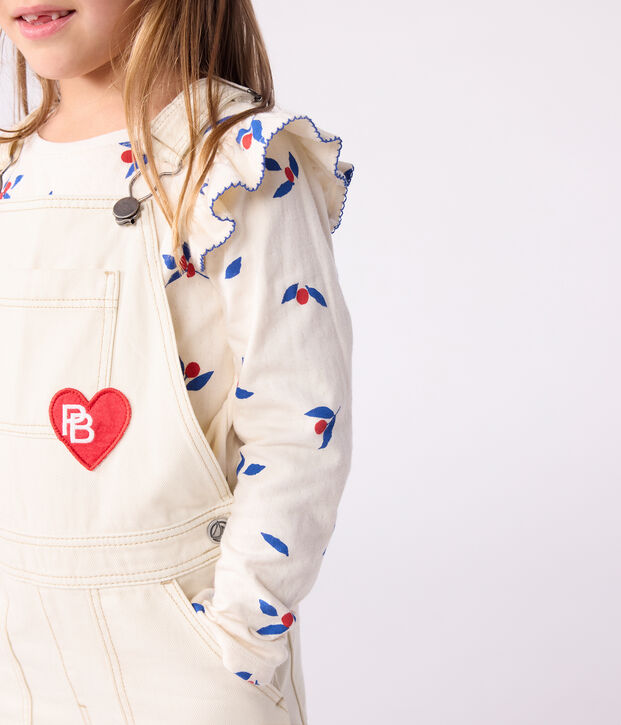 Camiseta infantil de algod&oacute;n de manga larga con estampado crudo/multicolor