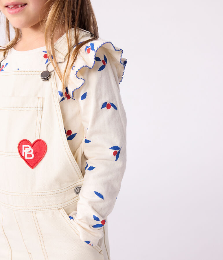 Camiseta infantil de algod&oacute;n de manga larga con estampado crudo/multicolor