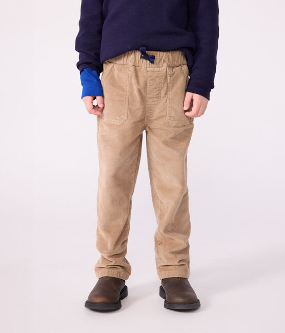 Pantalón infantil recto y liso de pana beige ROCHE CLAIR