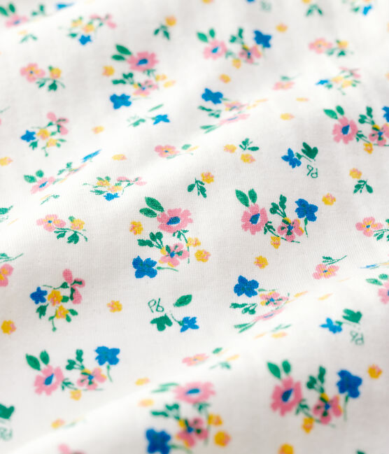 Pelele con cremallera con flores de bebé niña de tejido túbico blanco MARSHMALLOW/blanco MULTICO