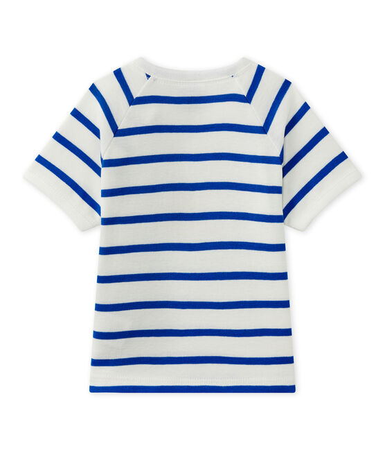 Camiseta de bebé niño con manga corta blanco MARSHMALLOW/azul PERSE