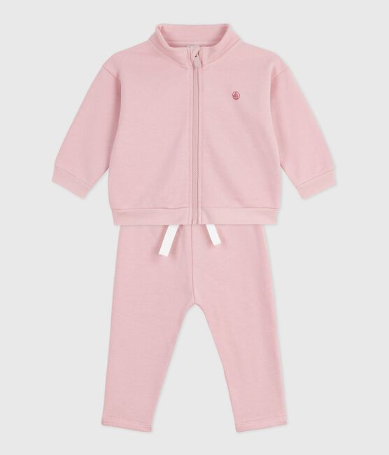 Conjunto de sudadera y pantalón de algodón liso para bebé rosa JOLI