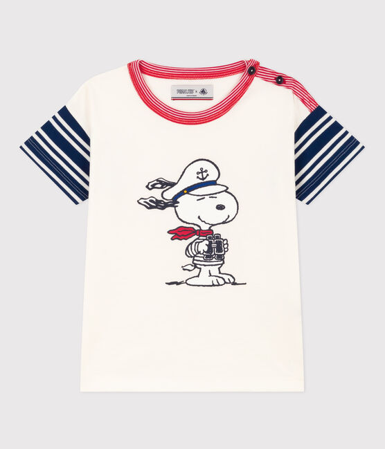 Camiseta de algodón de manga corta para niño/niña blanco MARSHMALLOW/blanco MULTICO
