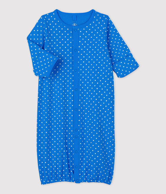 Mono de bebé de algodón orgánico azul BRASIER/gris MARSHMALLOW