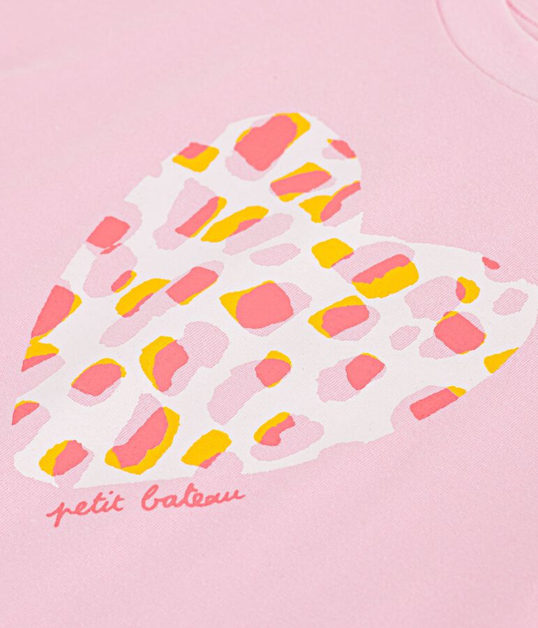 Camiseta infantil de manga corta de algod&oacute;n rosa