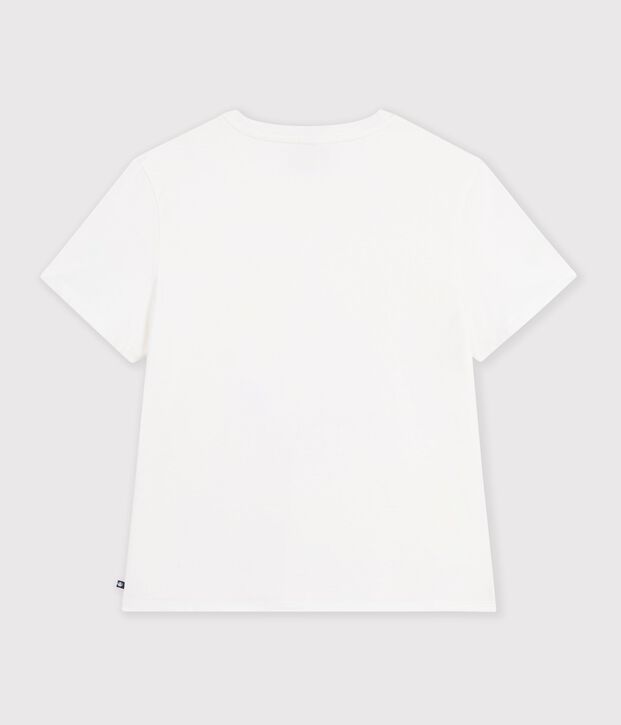 Camiseta de algod&oacute;n de manga corta para mujer con estampado blanco