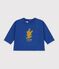 Camiseta de algod&oacute;n de manga larga lisa con estampado para beb&eacute; azul