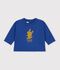 Camiseta de algod&oacute;n de manga larga lisa con estampado para beb&eacute; azul