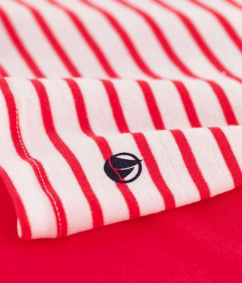 Pijama corto a rayas de algod&oacute;n de ni&ntilde;a blanco/multicolor