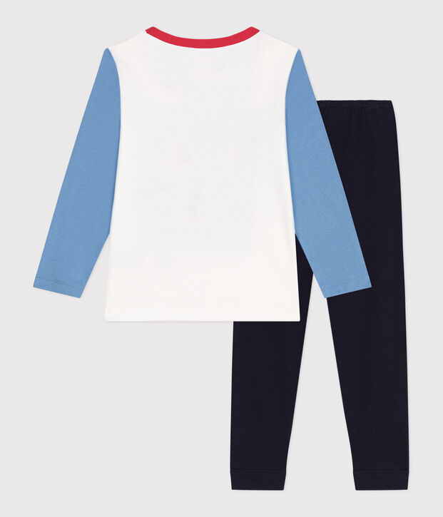 Pijama infantil de manga larga de algod&oacute;n azul/multicolor