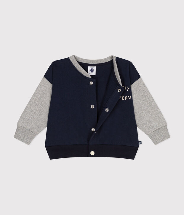 Chaqueta teddy de felpa para beb&eacute; azul/gris