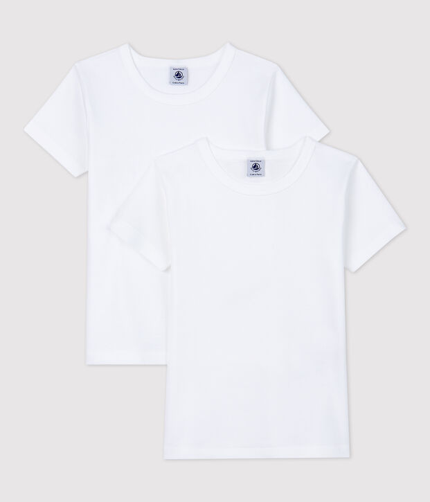 Lote de 2 camisetas de manga corta blancas de ni&ntilde;o multicolor