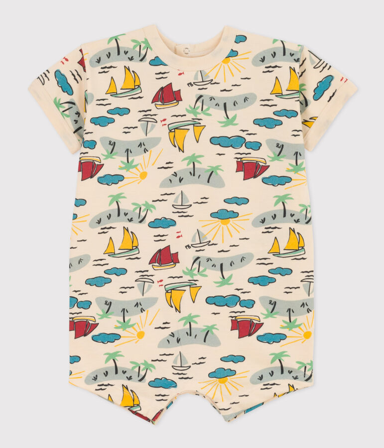 Mono corto de punto estampado para beb&eacute; crudo/multicolor