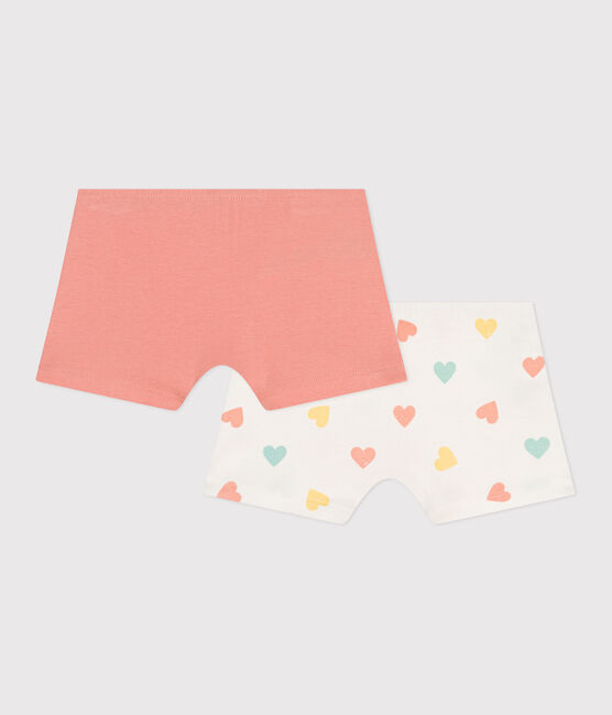 Juego de 2 culottes infantiles largos de algodón con estampado de corazones variante 1