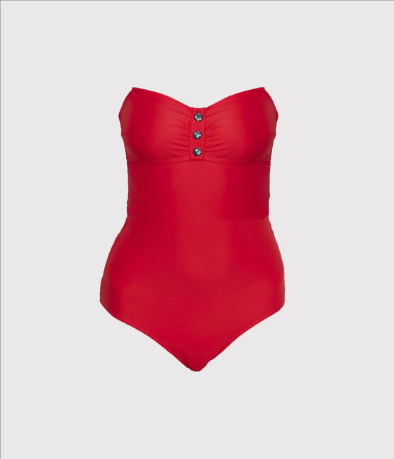 Traje de baño de 1 pieza ecorresponsable para mujer rojo PEPS