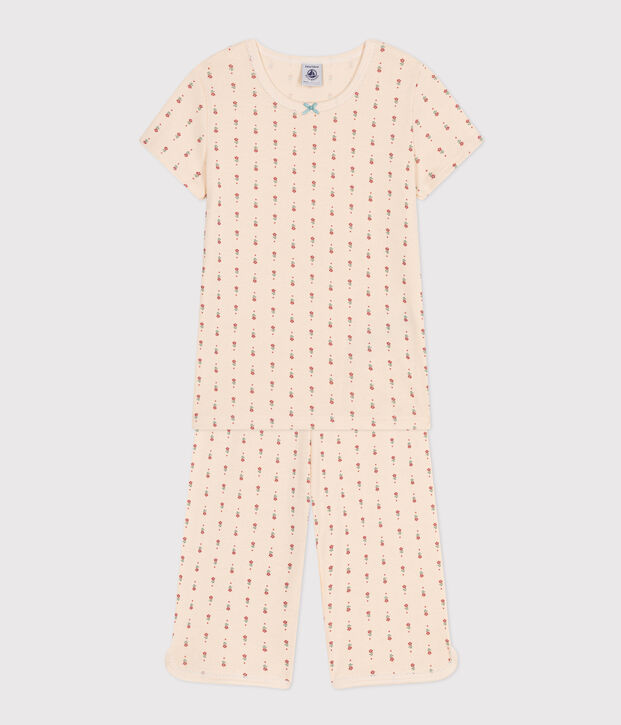 Pijama pirata infantil de algod&oacute;n con estampado de flor crudo/multicolor