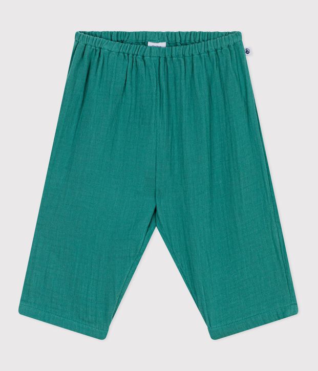Pantal&oacute;n liso de algod&oacute;n para beb&eacute; verde