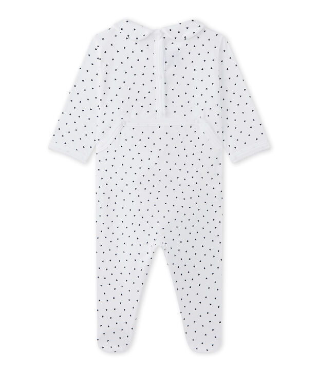 Pijama con corazones estampados para beb&eacute; ni&ntilde;a blanco/azul