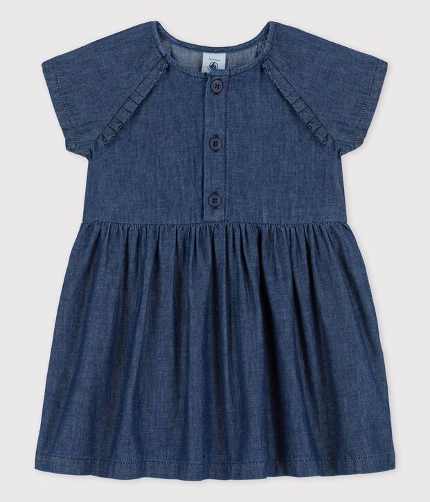 Vestido de tejido vaquero ligero ecol&oacute;gico para beb&eacute; azul