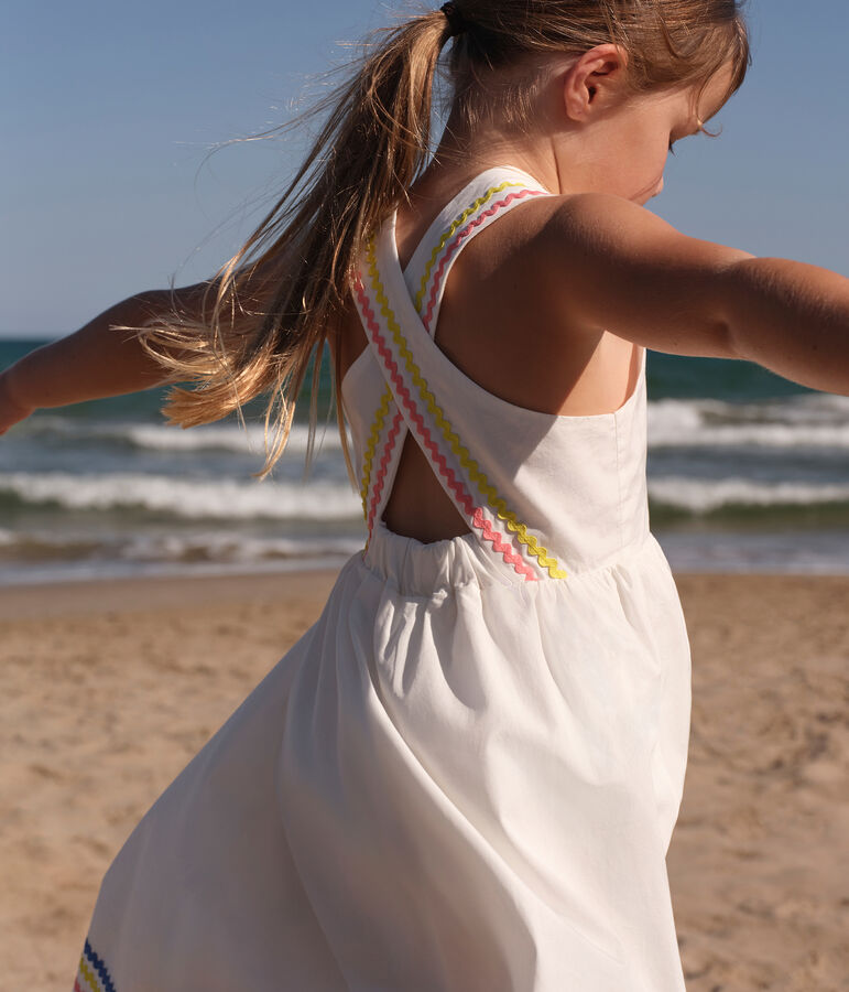 Vestido infantil largo de tirantes de algod&oacute;n blanco