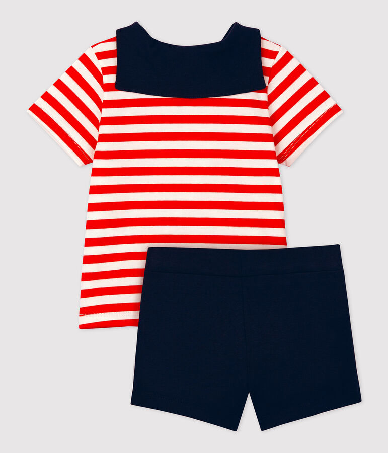 Conjunto de dos piezas de estilo marinero para beb&eacute; rojo/multicolor