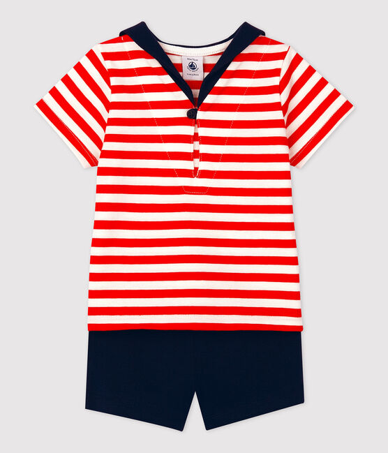 Conjunto de dos piezas de estilo marinero para bebé rojo PEPS/blanco MULTICO