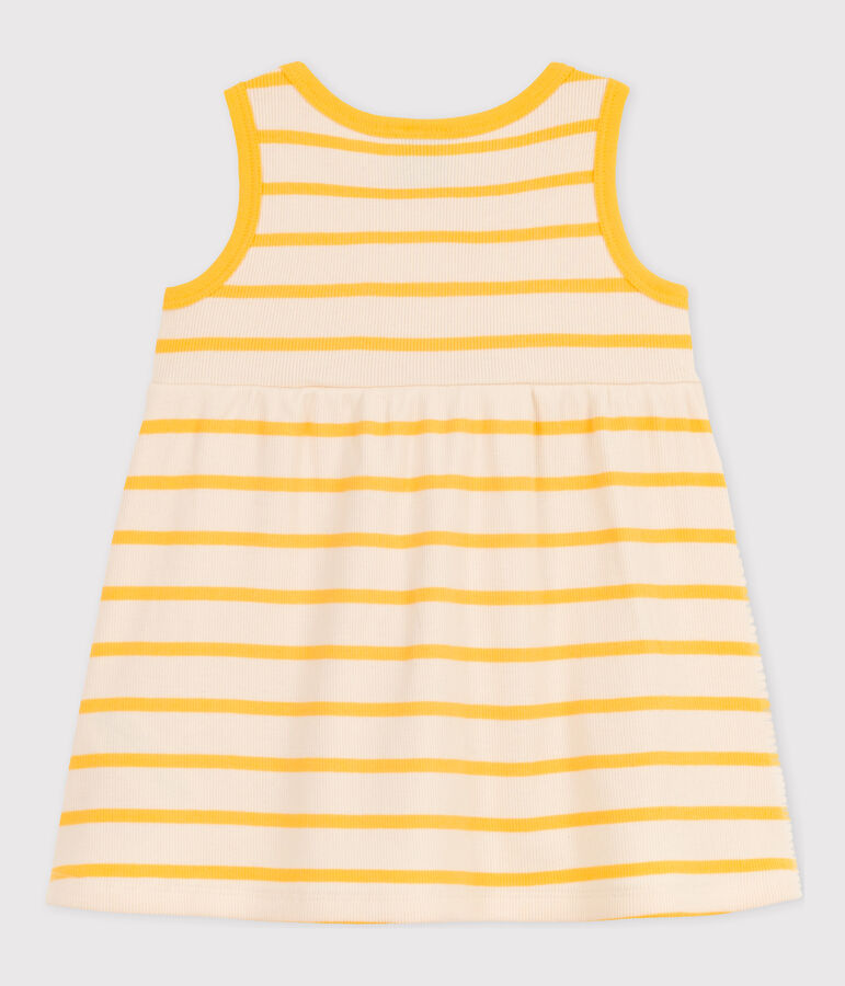 Vestido sin mangas de punto de canal&eacute; a rayas para beb&eacute; amarillo AVALANCHE/blanco DAISY