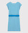 Vestido de lino de rayas de mujer azul MYKONOS/blanco MARSHMALLOW