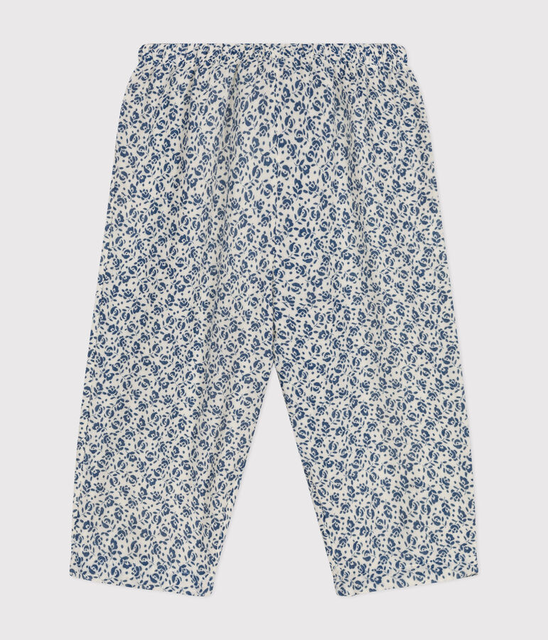 Pantal&oacute;n estampado de gasa de algod&oacute;n para beb&eacute; crudo/azul