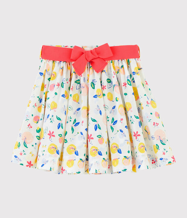 Falda de popelina de ni&ntilde;a blanco/multicolor