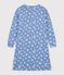 Camis&oacute;n de algod&oacute;n con cuello mao y estampado de corazones para mujer azul/blanco