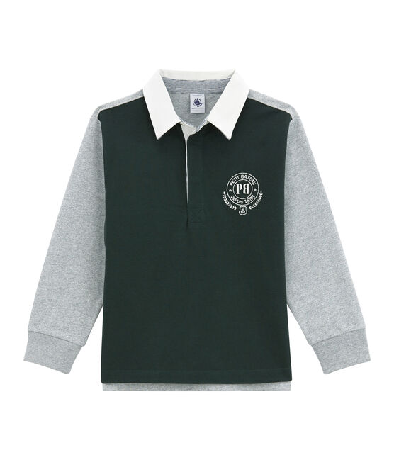 Polo de rugby de manga larga verde SHERWOOD/blanco MULTICO