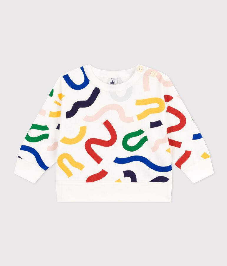 Sudadera de felpa ligera para beb&eacute; blanco/multicolor