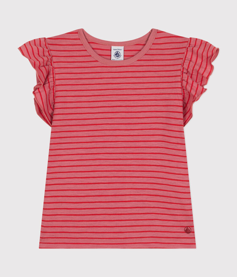 Camiseta de manga corta de punto para ni&ntilde;a rosa/rojo