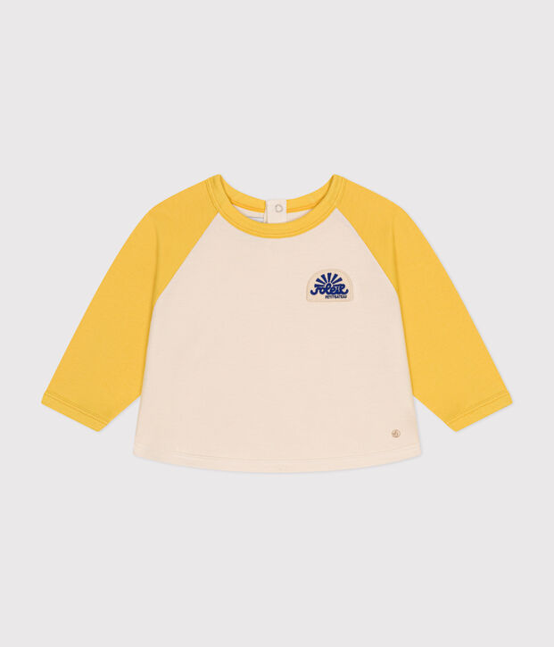 Sudadera de mulet&oacute;n ligero para beb&eacute; crudo/amarillo
