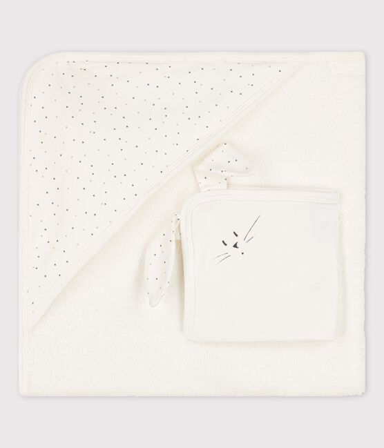 Toalla de baño de algodón orgánico de bebé blanco MARSHMALLOW/blanco MULTICO