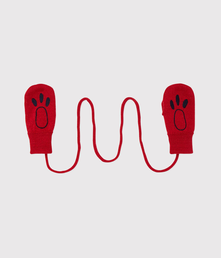 Manoplas de beb&eacute; mixto en lana de mezcla rojo