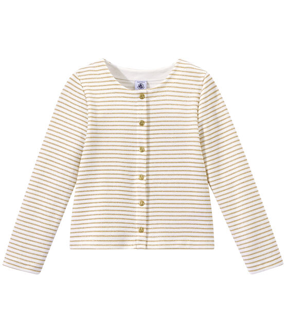 Cárdigan a rayas para niña blanco MARSHMALLOW/marron EM DORE