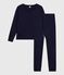 Pijama liso de algodón para mujer azul SMOKING