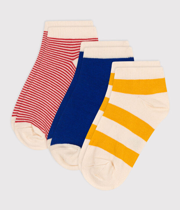 3 pares de calcetines infantiles de algod&oacute;n a rayas multicolor