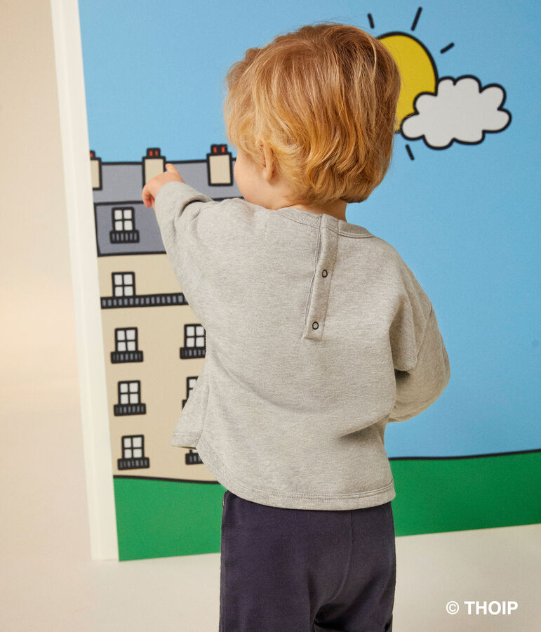 Sudadera Monsieur Madame de mulet&oacute;n de beb&eacute; gris