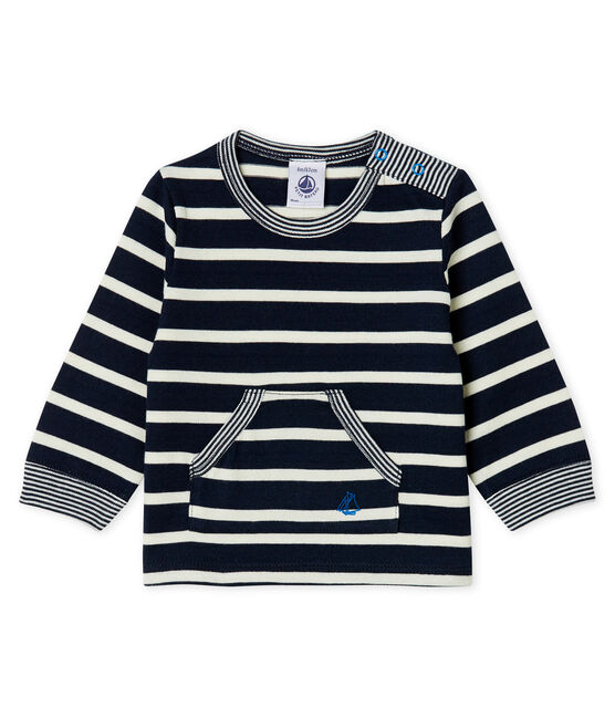 Camiseta de manga larga a rayas para bebé niño azul SMOKING/blanco MARSHMALLOW