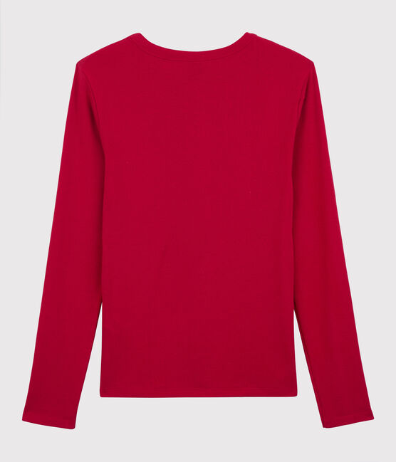 Camiseta de cuello redondo emblemática de algodón de mujer rojo TERKUIT