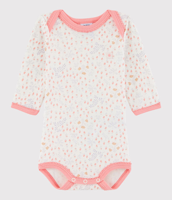 Bodi de manga larga de bebé niña blanco MARSHMALLOW/blanco MULTICO